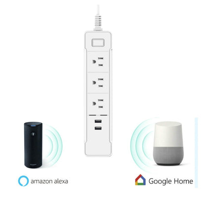 C198A 2 USB Ports + 3 US Sockets WiFi Smart Power Plug Socket, Compatible with Alexa and Google Home, AC 110V-240V, US Plug(White) - Smart Socket by buy2fix | Online Shopping UK | buy2fix