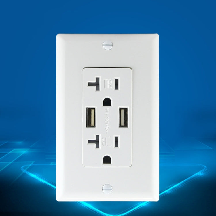 PC Double-connection Power Socket Switch with USB, US Plug, Square White UL 15A Leakage Protection Socket -  by buy2fix | Online Shopping UK | buy2fix