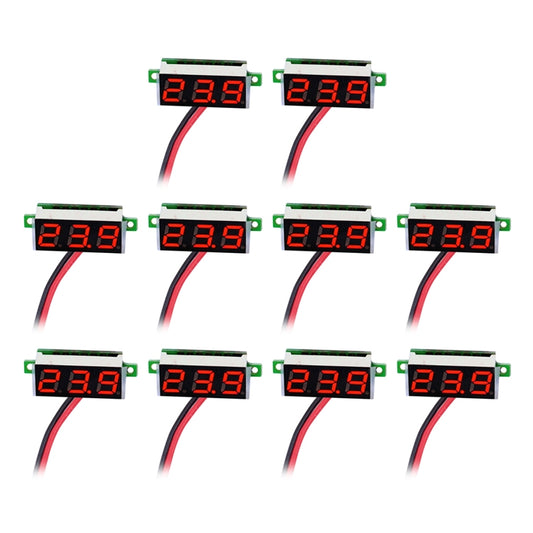 10 PCS 0.36 inch 2 Wires Digital Voltage Meter, Color Light Display, Measure Voltage: DC 2.5-30V (Red) - Consumer Electronics by buy2fix | Online Shopping UK | buy2fix