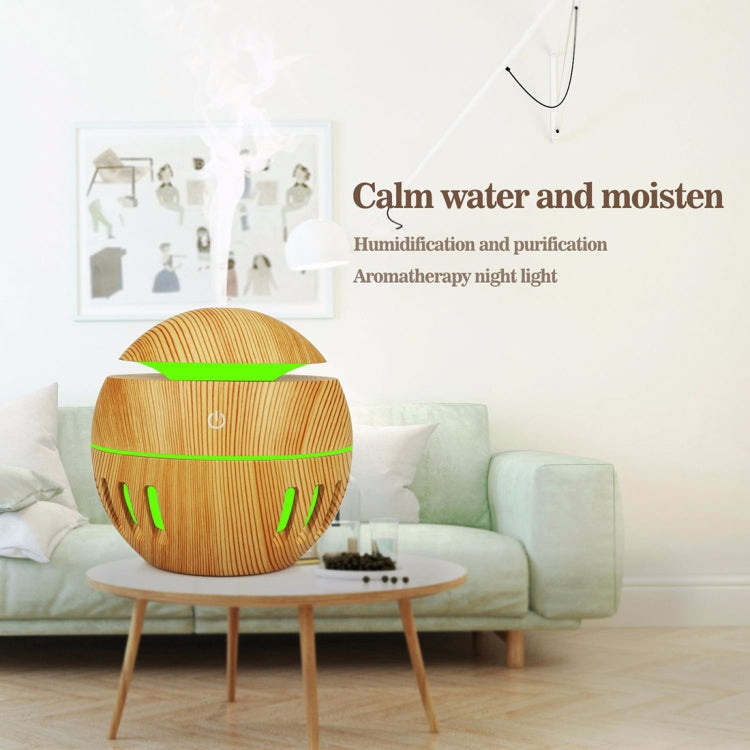 Wood Grain USB Hollowed-out Humidifier Seven Color Aromatherapy Lamp Automatic Alcohol Sprayer with Remote Control(Dark Brown-2) - Home & Garden by buy2fix | Online Shopping UK | buy2fix