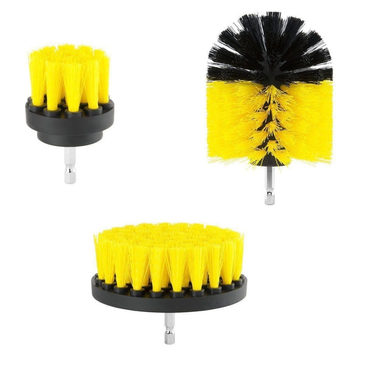 3 PCS Bathroom Kitchen Cleaning Brushes Kit for Electric Drill(Yellow) - Sponges, Cloths & Brushes by buy2fix | Online Shopping UK | buy2fix