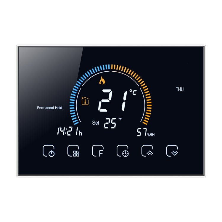 BHT-8000-GA Control Water Heating Energy-saving and Environmentally-friendly Smart Home Negative Display LCD Screen Round Room Thermostat without WiFi(Black) - Consumer Electronics by buy2fix | Online Shopping UK | buy2fix