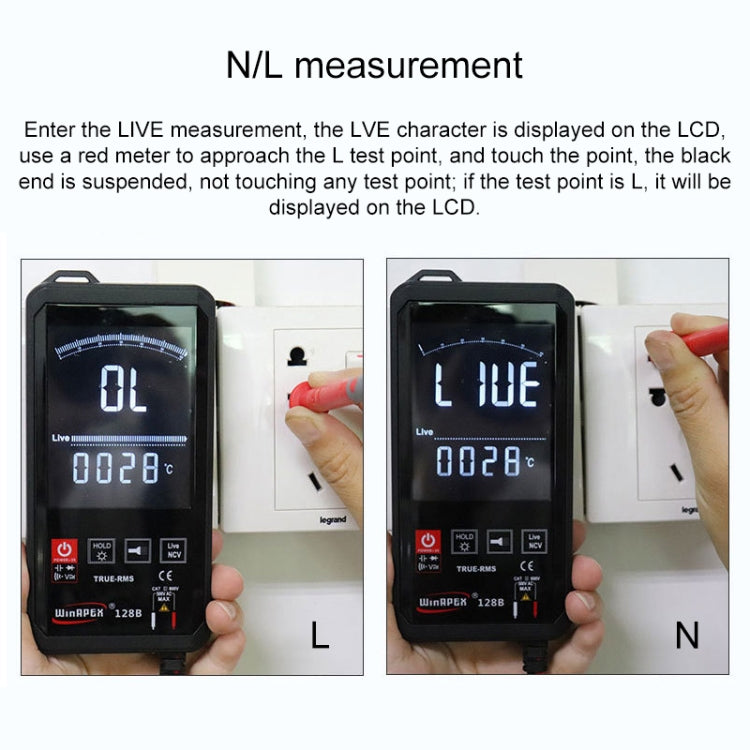 HY128B Reverse Display Screen Ultra-thin Touch Smart Digital Multimeter Fully Automatic High Precision True Effective Value Multimeter - Consumer Electronics by buy2fix | Online Shopping UK | buy2fix