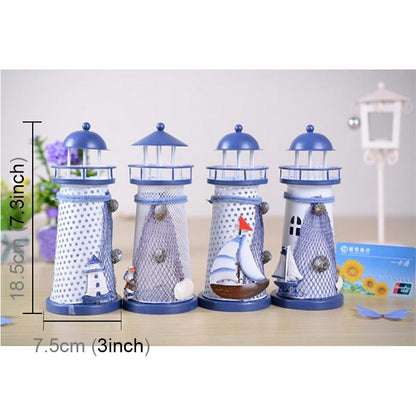 Creative Mediterranean Style Iron Handmade Flash Lighthouse, Random Style Delivery, Size: 18.5*7.5cm - Home & Garden by buy2fix | Online Shopping UK | buy2fix