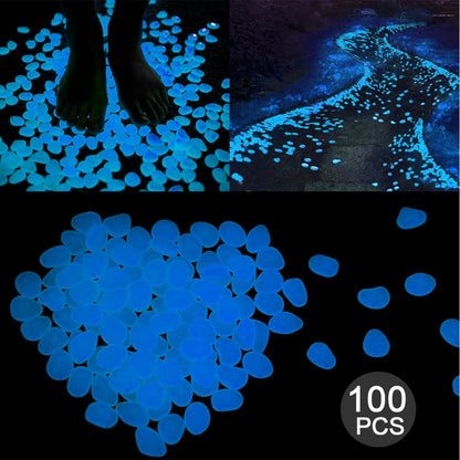 100 PCS Glow in The Dark Garden Pebbles for Walkways & Decoration and Plants Luminous Stones(Blue) - Home & Garden by buy2fix | Online Shopping UK | buy2fix