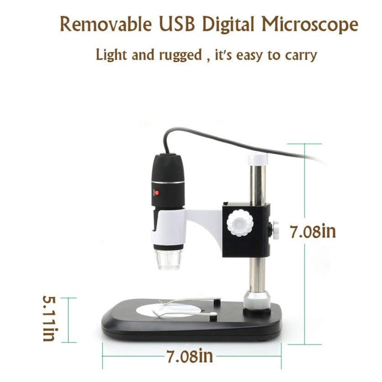 DMS-MDS800 40X-1600X Magnifier 2.0MP Image Sensor USB Digital Microscope with 8 LEDs & Professional Stand - Digital Microscope by buy2fix | Online Shopping UK | buy2fix