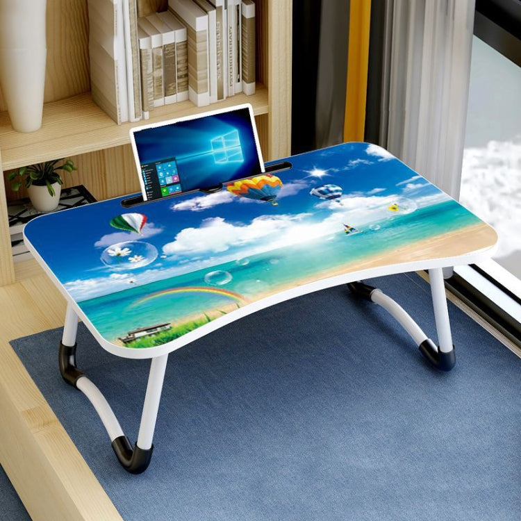 W-shaped Non-slip Legs Pattern Adjustable Folding Portable Laptop Desk with Card Slot (Cloud) - Computer & Networking by buy2fix | Online Shopping UK | buy2fix