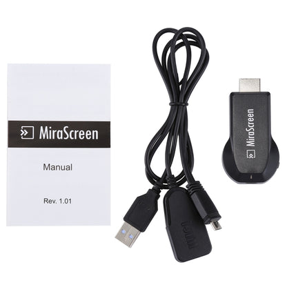 MiraScreen WiFi Display Dongle / Miracast Airplay DLNA Display Receiver Dongle Wireless Mirroring Screen Device with 2 in 1 USB Cable (Black) - Consumer Electronics by buy2fix | Online Shopping UK | buy2fix