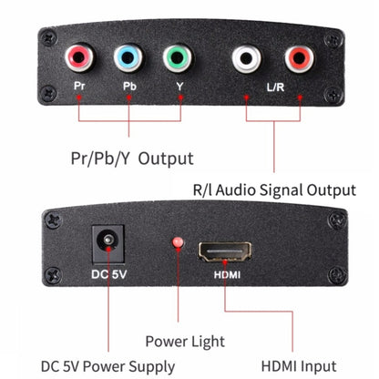 1080P HD HDMI to YPbPr Video and R/L Audio Adapter Converter(Black) -  by buy2fix | Online Shopping UK | buy2fix