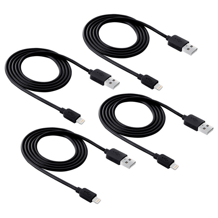 4 PCS HAWEEL 1m High Speed 8 pin to USB Sync and Charging Cable Kit for iPhone, iPad(Black) - Normal Style Cable by buy2fix | Online Shopping UK | buy2fix