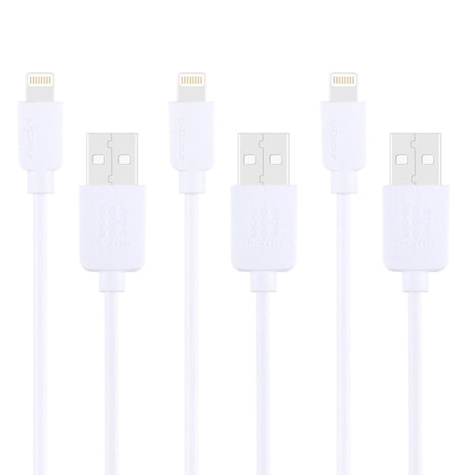 3 PCS HAWEEL 1m High Speed 8 pin to USB Sync and Charging Cable Kit for iPhone, iPad(White) - Normal Style Cable by buy2fix | Online Shopping UK | buy2fix