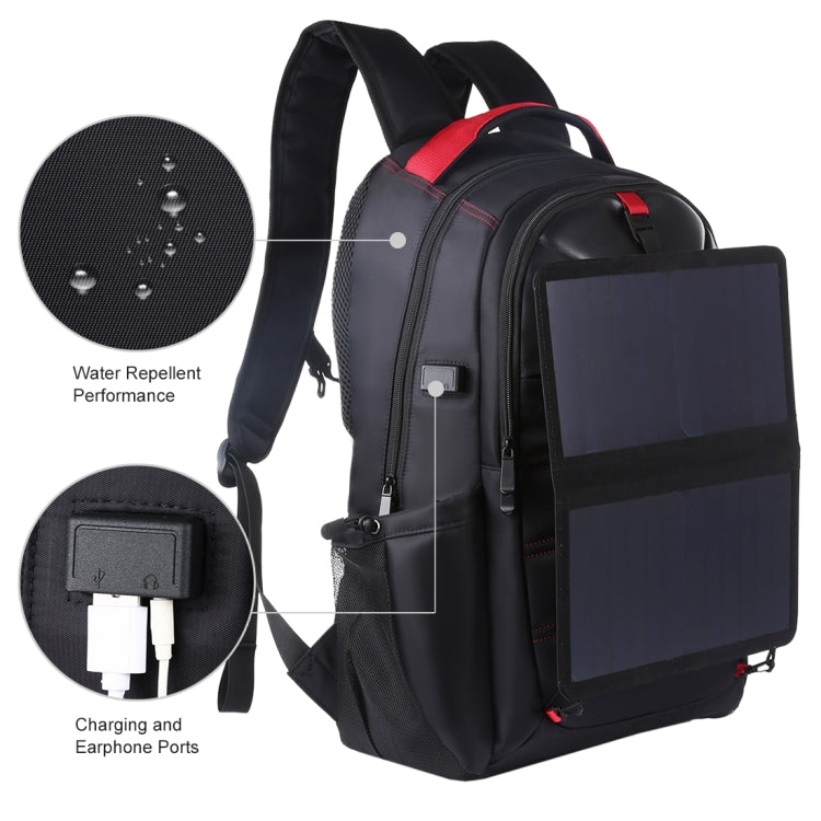 HAWEEL 14W Foldable Removable Solar Power Outdoor Portable Dual Shoulders Laptop Backpack, USB Output: 5V 2.1A Max(Black) -  by HAWEEL | Online Shopping UK | buy2fix