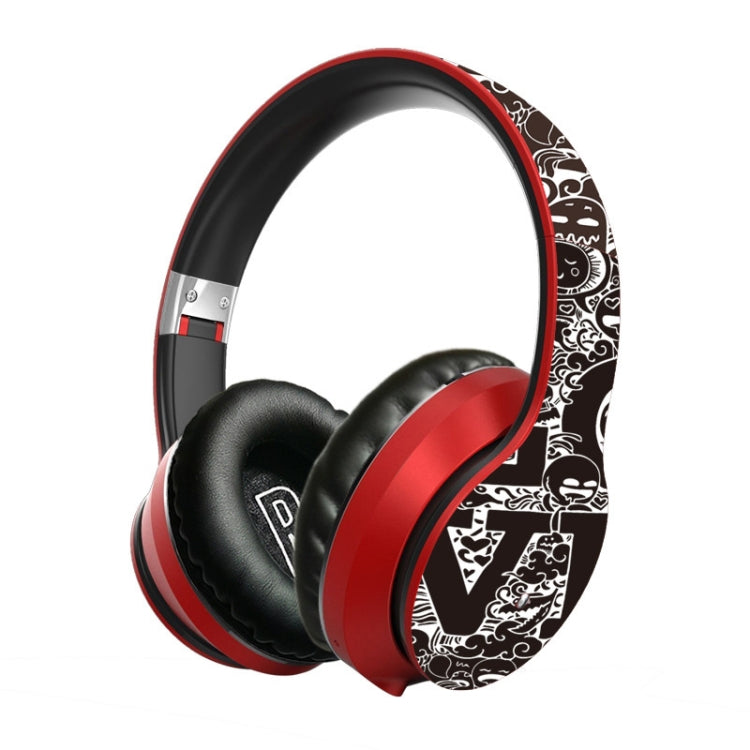 B1 Graffiti Pattern Wireless Bluetooth V5.0 Headset (Red) - Headset & Headphone by buy2fix | Online Shopping UK | buy2fix