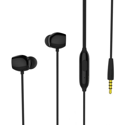 REMAX RM-550 3.5mm Gold Pin In-Ear Stereo Music Earphone with Wire Control + MIC, Support Hands-free (Black) - Normal Style Earphone by REMAX | Online Shopping UK | buy2fix