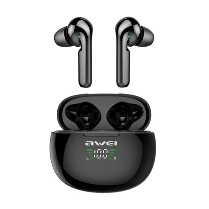 awei T15P Bluetooth V5.0 TWS Ture Wireless Sports LED Display Headset with Charging Case(Black) - TWS Earphone by awei | Online Shopping UK | buy2fix