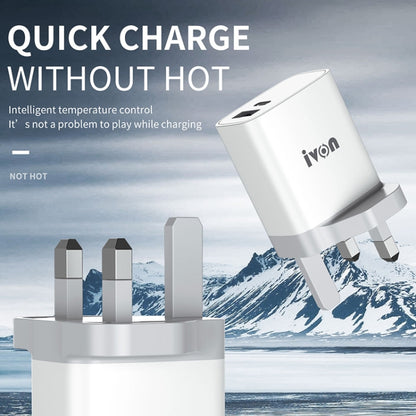 IVON AD52 18W USB-C / Type-C + USB Dual Port PD Fast Charge(US Plug) - Apple Accessories by IVON | Online Shopping UK | buy2fix