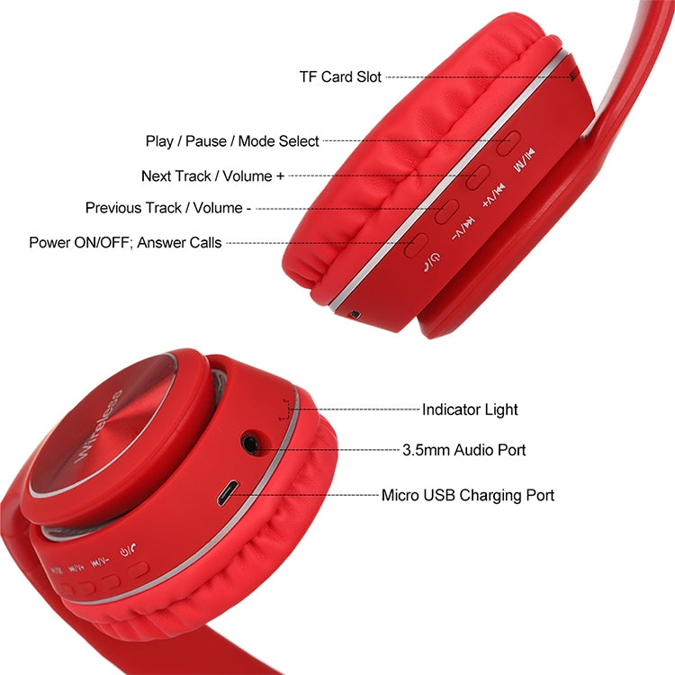 L350 Foldable Wireless Sports Stereo Bluetooth Headset, Supports IOS Power Display & HD Calling & FM & TF Card & 3.5mm AUX (Red) - Headset & Headphone by buy2fix | Online Shopping UK | buy2fix