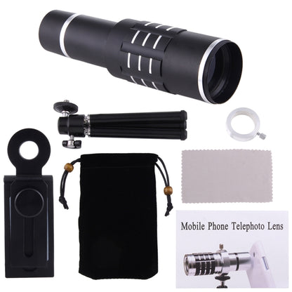 Universal 18X Magnification Lens Mobile Phone 3 in 1 Telescope + Tripod Mount + Mobile Phone Clip(Black) - Telescope & Microscope by buy2fix | Online Shopping UK | buy2fix