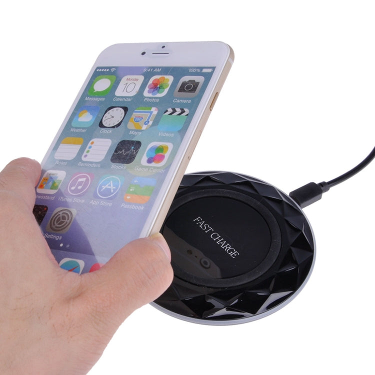 DC5V Input Diamond Qi Standard Fast Charging Wireless Charger, Cable Length: 1m(Black) - Apple Accessories by buy2fix | Online Shopping UK | buy2fix