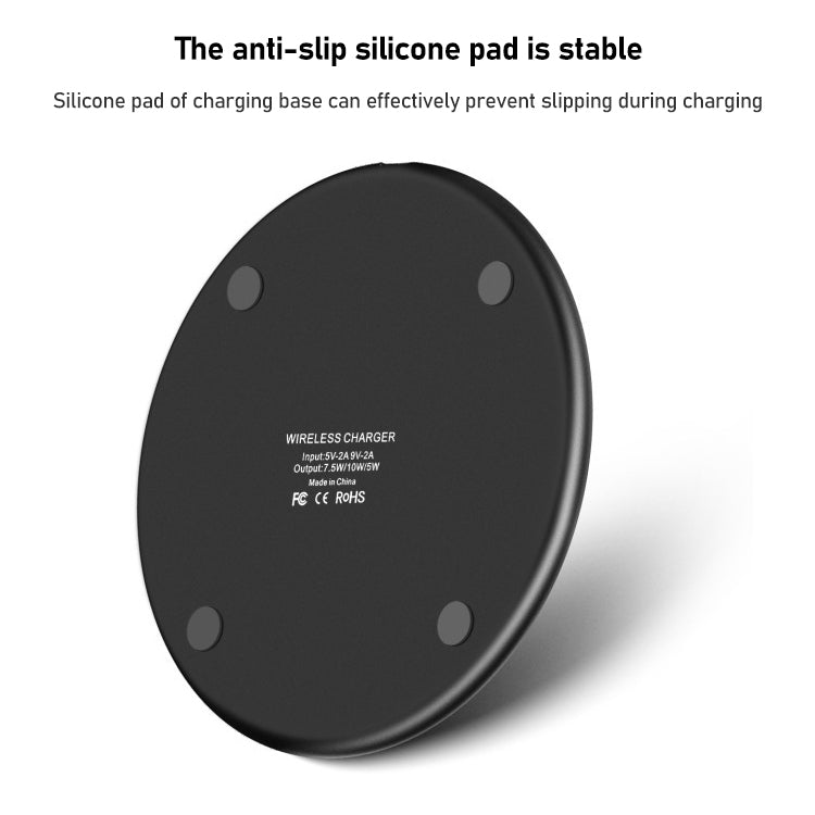 K8 15W Aluminum Alloy Round Desktop Wireless Charger with 1m Type-C Fast Charging Cable(Black) - Wireless Charger by buy2fix | Online Shopping UK | buy2fix