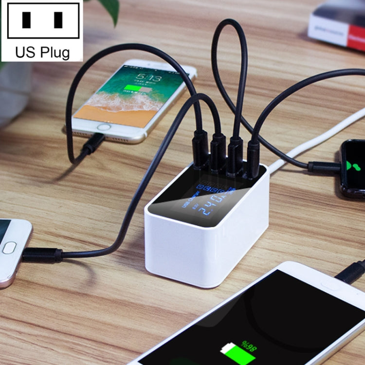 CDA30 20W 3 USB Ports + USB-C / Type-C Ports Multi-function Charger with LED Display, US Plug - Multifunction Charger by buy2fix | Online Shopping UK | buy2fix