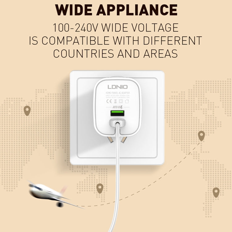 LDNIO A201 2.4A Dual USB Charging Head Travel Direct Charge Mobile Phone Adapter Charger With Micro USB Data Cable(UK Plug) - USB Charger by LDNIO | Online Shopping UK | buy2fix