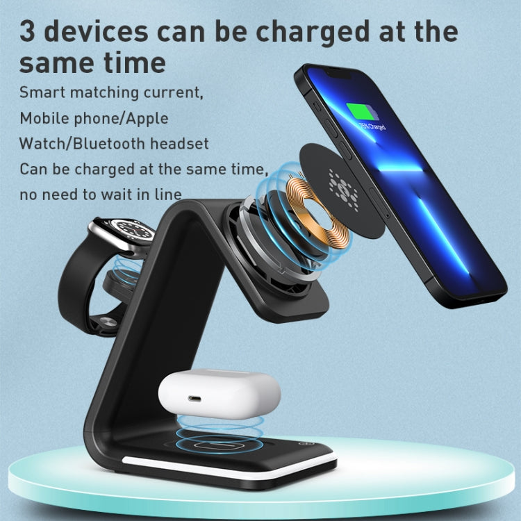 B17 3 in 1 Magnetic Wireless Vertical Charger (Black) - Apple Accessories by buy2fix | Online Shopping UK | buy2fix