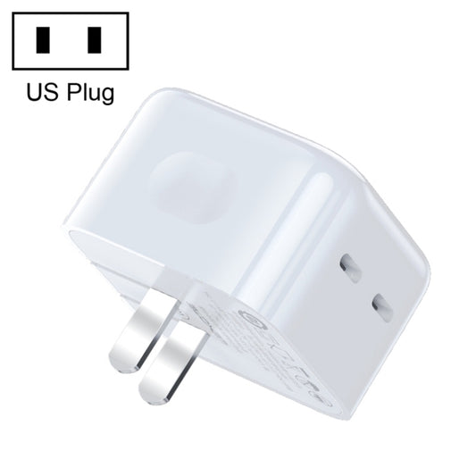 WK WP-U142 35W Dual USB-C/Type-C Gallium Nitride Charger, US Plug(White) - USB Charger by WK | Online Shopping UK | buy2fix