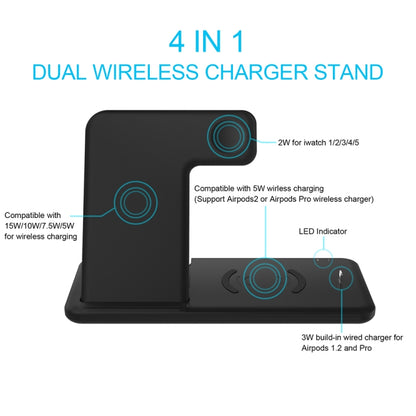 Q20 4 In 1 Wireless Charger Charging Holder Stand Station with Adapter For iPhone / Apple Watch / AirPods, Support Dual Phones Charging (White) - Apple Accessories by buy2fix | Online Shopping UK | buy2fix