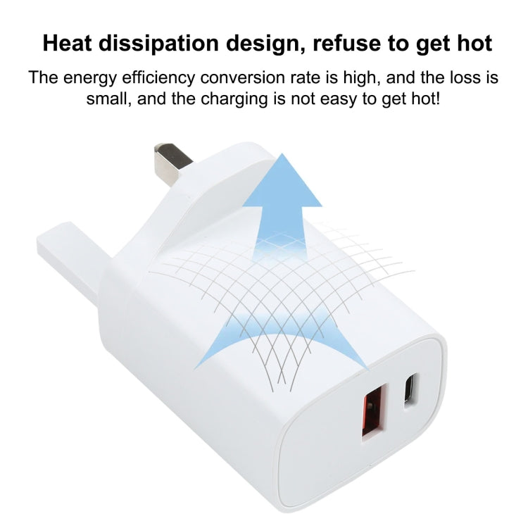 E087 20W USB-C / Type-C + USB Ports Fast Charging Travel Charger, UK Plug - USB Charger by buy2fix | Online Shopping UK | buy2fix