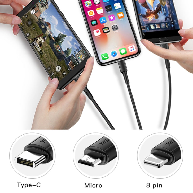 Yesido CA41 3.5A USB to 8 Pin + Micro USB + USB-C / Type-C Charging Cable, Length: 1m(Black) - Multifunction Cable by Yesido | Online Shopping UK | buy2fix