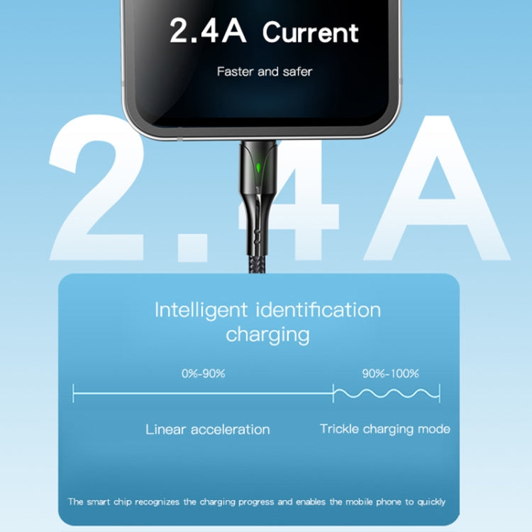 Yesido CA97 2.4A USB to USB-C / Type-C Charging Cable with Indicator Light, Length: 1.2m - USB-C & Type-C Cable by Yesido | Online Shopping UK | buy2fix