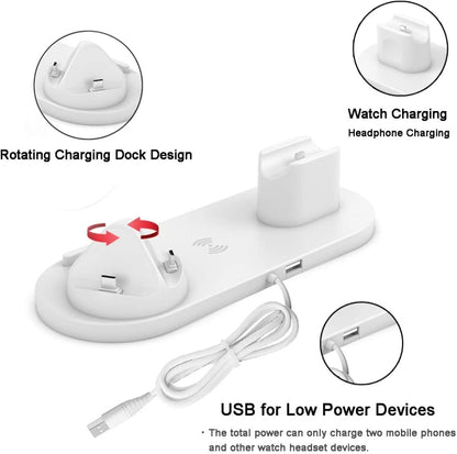 HQ-UD15-upgraded 6 in 1 Wireless Charger For iPhone, Apple Watch, AirPods and Other Android Phones(White) - Apple Accessories by buy2fix | Online Shopping UK | buy2fix