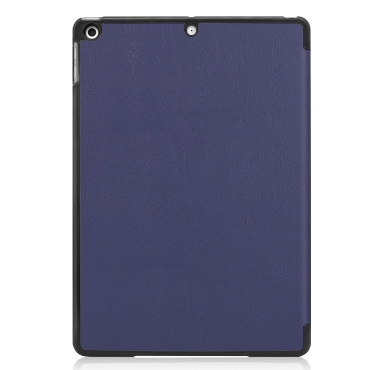 For iPad 10.2 Custer Texture Horizontal Flip Smart PU Leather Case with Sleep / Wake-up Function & Three-folding Holder (Dark Blue) - iPad 10.2 Cases by buy2fix | Online Shopping UK | buy2fix