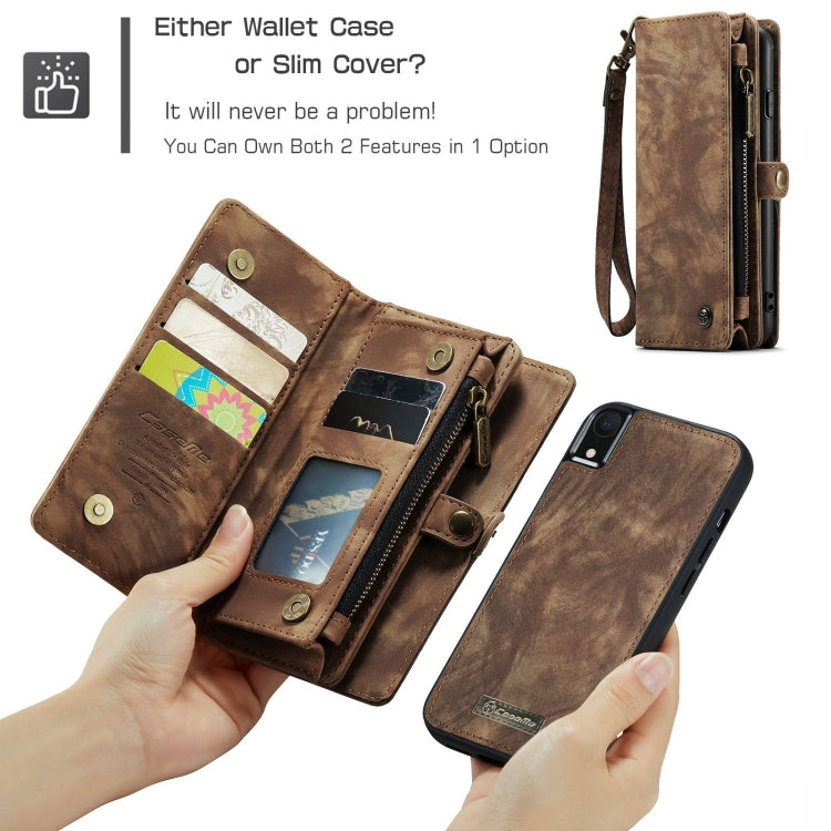 For iPhone XR CaseMe Detachable Multifunctional Horizontal Flip Leather Case with Card Slot & Holder & Zipper Wallet & Photo Frame (Brown) - More iPhone Cases by CaseMe | Online Shopping UK | buy2fix