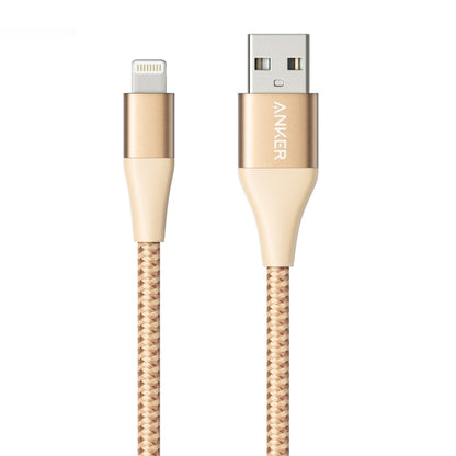 ANKER A8452 Powerline+ II USB to 8 Pin Apple MFI Certificated Nylon Pullable Carts Charging Data Cable, Length: 0.9m(Gold) - MFI Cable by ANKER | Online Shopping UK | buy2fix