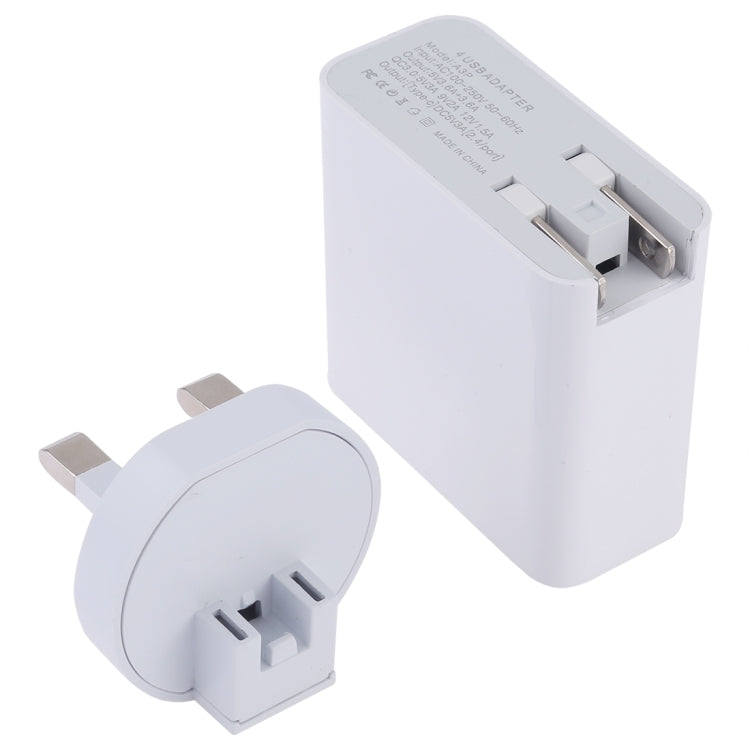 A3P 3A Max Output USB-C / Type-C + QC3.0 + Dual USB 4 Ports Wall Travel Charger, UK Plug - USB Charger by buy2fix | Online Shopping UK | buy2fix