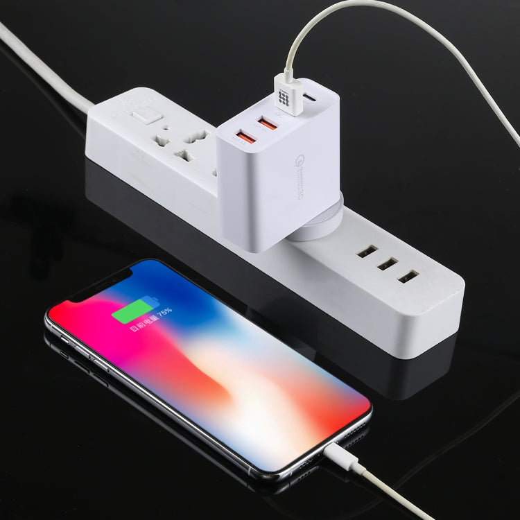 A3P 3A Max Output USB-C / Type-C + QC3.0 + Dual USB 4 Ports Wall Travel Charger, UK Plug - USB Charger by buy2fix | Online Shopping UK | buy2fix