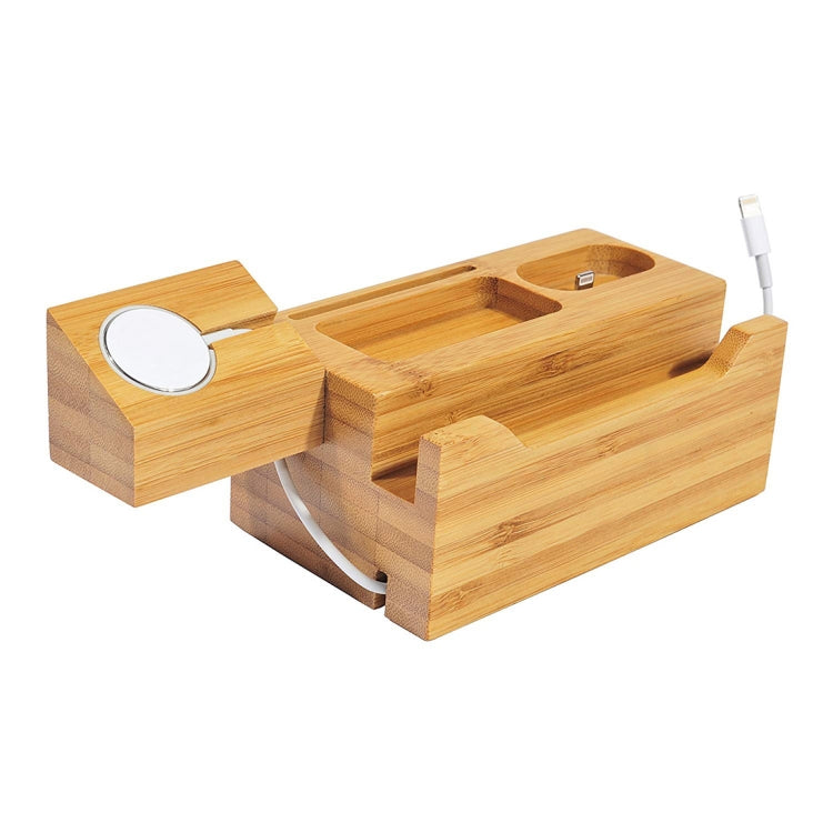 Multi-function Bamboo Charging Station Charger Stand Management Base with 3 USB Ports, For Apple Watch, AirPods, iPhone, AU Plug - Others by buy2fix | Online Shopping UK | buy2fix