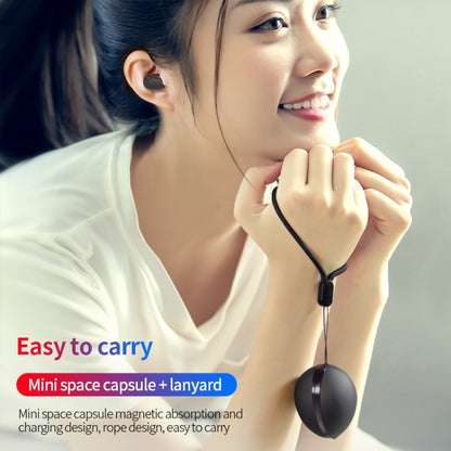 A10 TWS Space Capsule Shape Wireless Bluetooth Earphone with Magnetic Charging Box & Lanyard, Support HD Call & Automatic Pairing Bluetooth(Black White) - TWS Earphone by buy2fix | Online Shopping UK | buy2fix