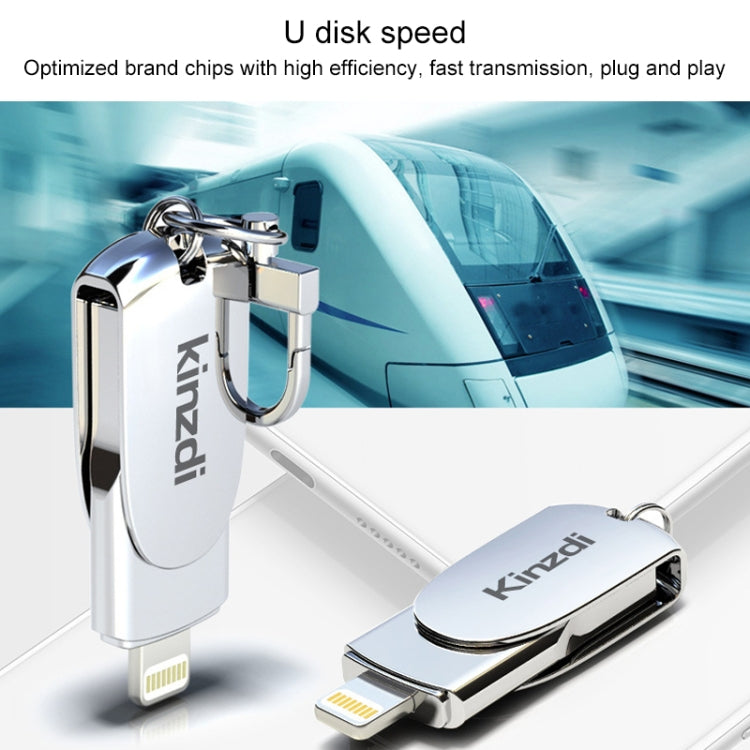 Kinzdi 32GB USB + 8 Pin Interface Metal Twister Flash U Disk (Silver) - USB Flash Drives by Kinzdi | Online Shopping UK | buy2fix