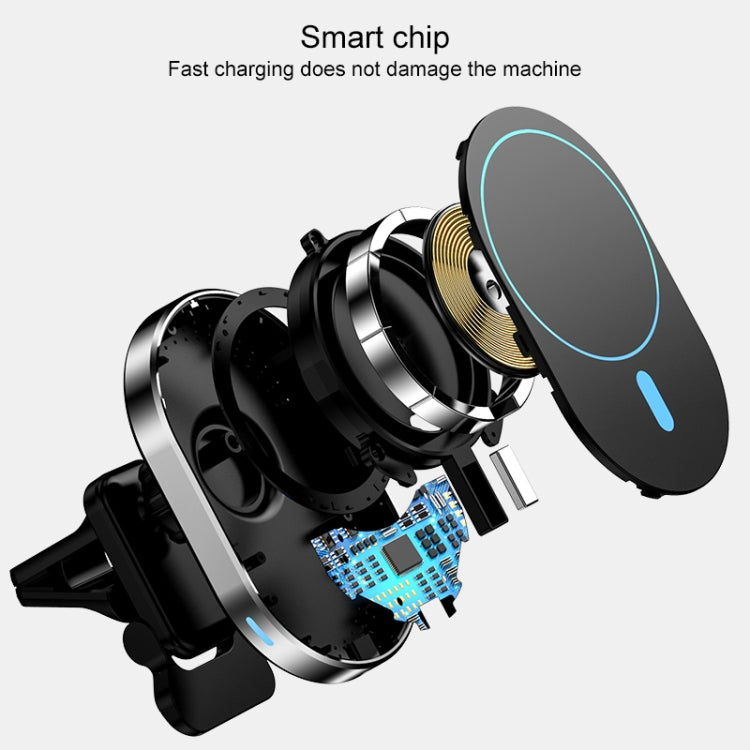 JJT-968 15W Max Output Magnetic Car Air Outlet Bracket Wireless Charger(Green) - In Car by buy2fix | Online Shopping UK | buy2fix