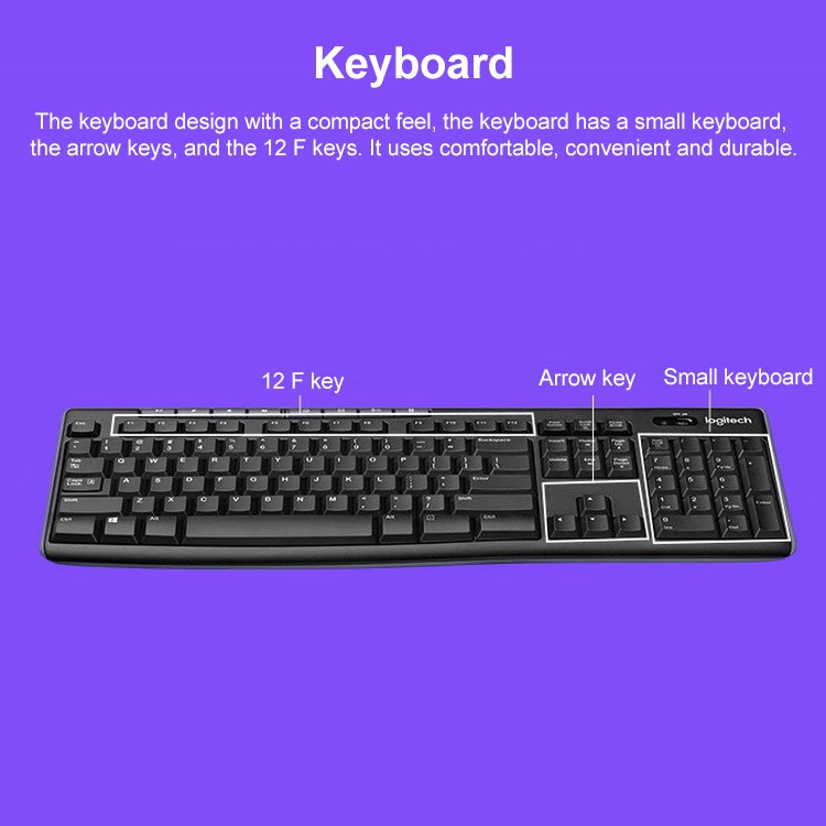 Logitech K270 Single Wireless Ultra-thin Silent Keyboard (Black) - Wireless Keyboard by Logitech | Online Shopping UK | buy2fix
