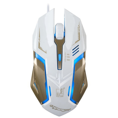 Chasing Leopard K1 USB 1600DPI Three-speed Adjustable LED Backlight Mute Wired Optical Gaming Mouse, Length: 1.3m(White) - Wired Mice by Chasing Leopard | Online Shopping UK | buy2fix