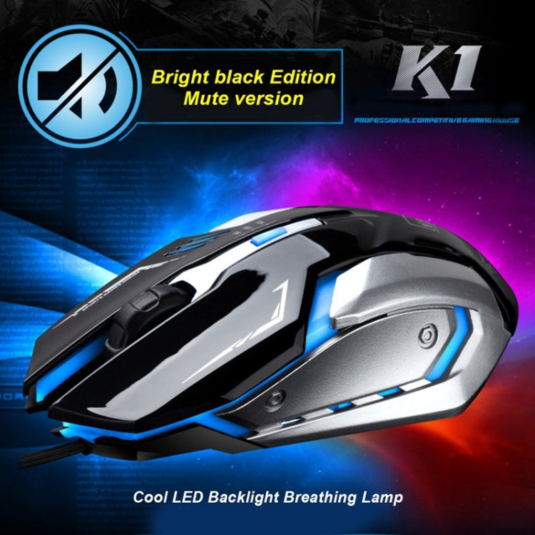 Chasing Leopard K1 USB 1600DPI Three-speed Adjustable LED Backlight Mute Wired Optical Gaming Mouse, Length: 1.3m(White) - Wired Mice by Chasing Leopard | Online Shopping UK | buy2fix