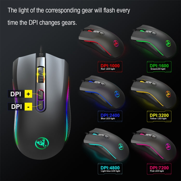 HXSJ A869 Type-C 7200dpi 6-modes Adjustable 7-keys RGB Light Wired Game Mouse - Computer & Networking by HXSJ | Online Shopping UK | buy2fix