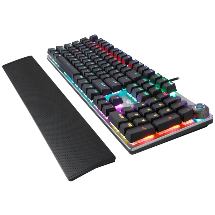 AULA F2088 108 Keys Mixed Light Mechanical Blue Switch Wired USB Gaming Keyboard with Metal Button(Black) - Wired Keyboard by AULA | Online Shopping UK | buy2fix