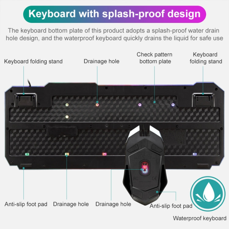 SHIPADOO D620 104-key Wired RGB Color Cracked Backlight Gaming Keyboard Mouse Kit for Laptop, PC - Wired Keyboard by SHIPADOO | Online Shopping UK | buy2fix