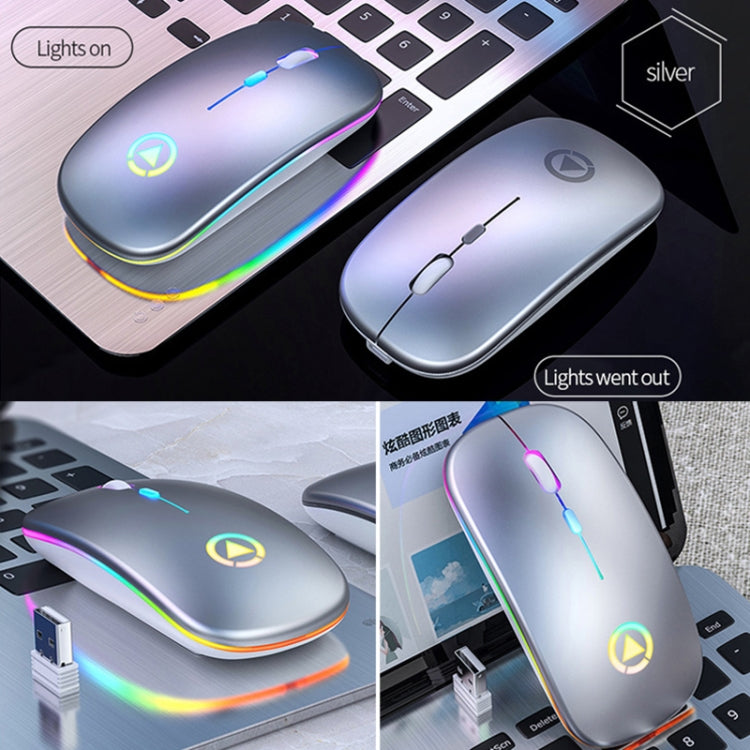 YINDIAO A2 BT3.0 + BT5.0 + 2.4GHz 1600DPI 3-modes Adjustable RGB Light Wireless Silent Bluetooth Mouse (Grey) - Wireless Mice by YINDIAO | Online Shopping UK | buy2fix