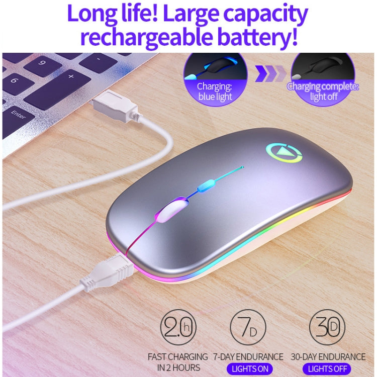 YINDIAO A2 BT3.0 + BT5.0 + 2.4GHz 1600DPI 3-modes Adjustable RGB Light Wireless Silent Bluetooth Mouse (Grey) - Wireless Mice by YINDIAO | Online Shopping UK | buy2fix